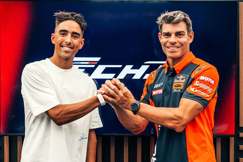 Senna Agius with Tech3 KTM Team Manager Nicolas Goyon