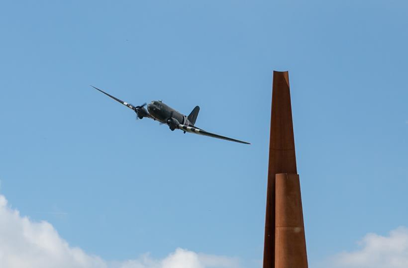 A Dakota flypast at the International Bomber Command Centre