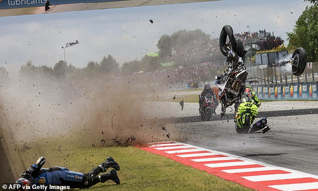 Alex Marquez suffered a brutal crash in Sunday's MotoGP race that saw him taken to hospital
