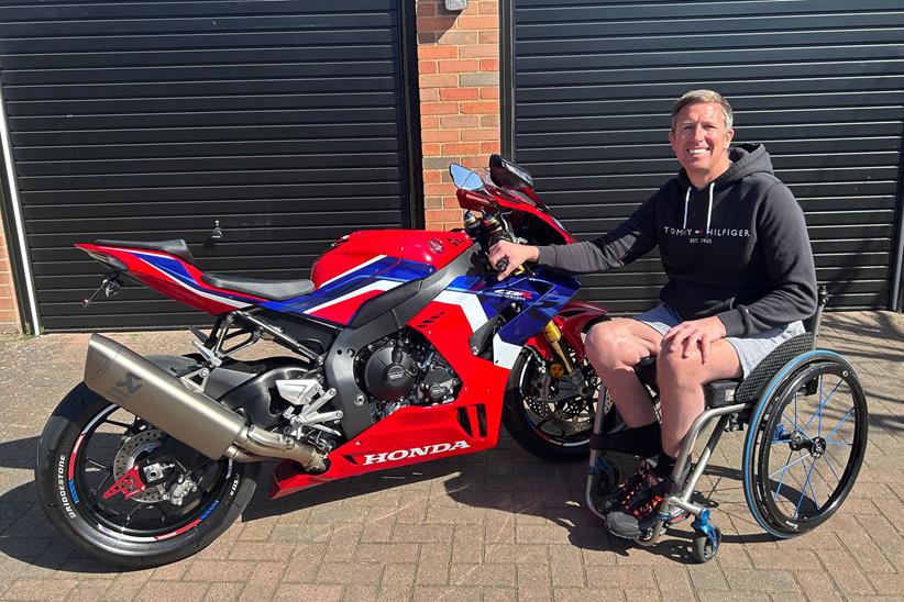 Steve Mercer sat alongside his Honda Fireblade SP